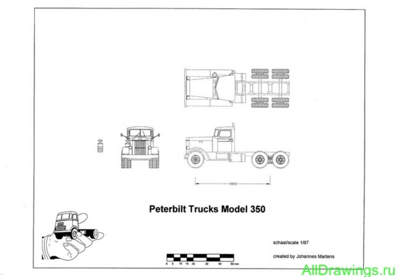 Peterbilt 350 truck drawings (figures)